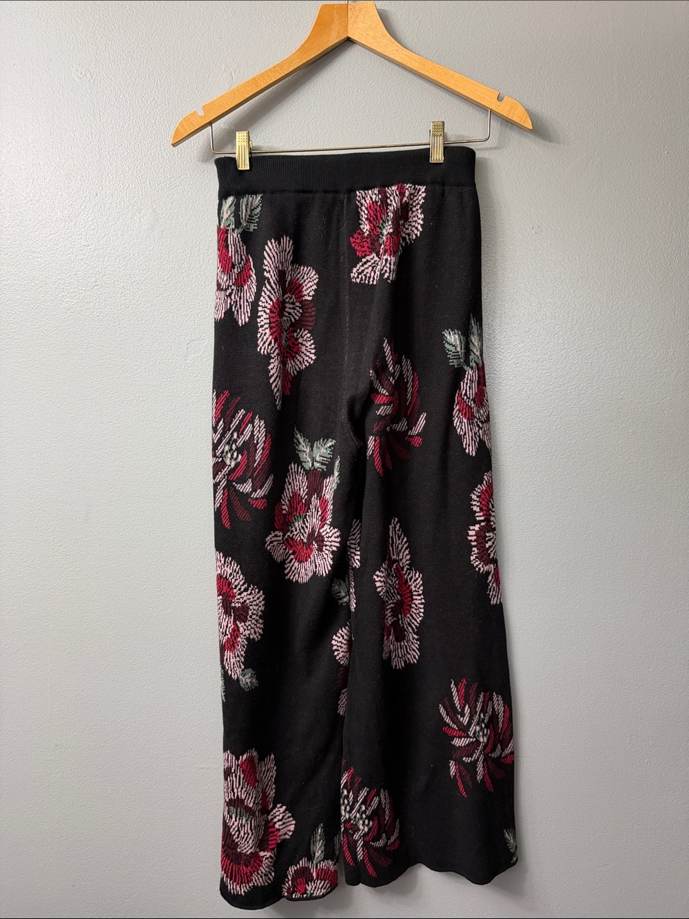 Anthropologie Laia Floral Intarsia Sweater Knit Wide Leg Pants xs - Picture 4 of 5
